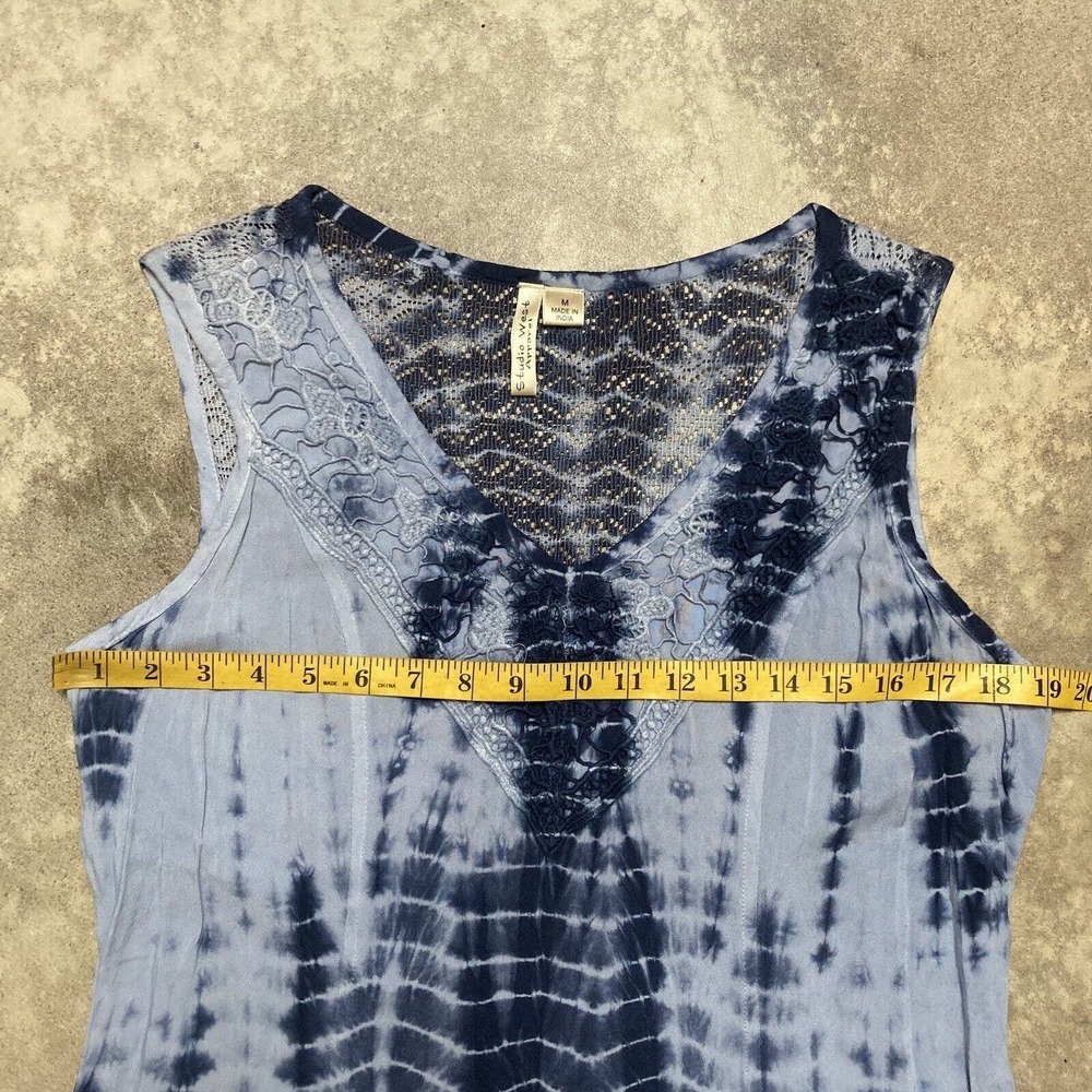 Studio West Dress Womens Size Medium Maxi Tie Dye Navy Blue Sleeveless - Picture 2 of 10